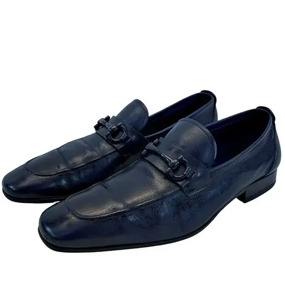 Salvatore Ferragamo Italy Navy Blue Bit Men\'s Leather Loafers 8 D w/Dust Bags Loafer with Gancini detail - Men | Ferragamo main image 2